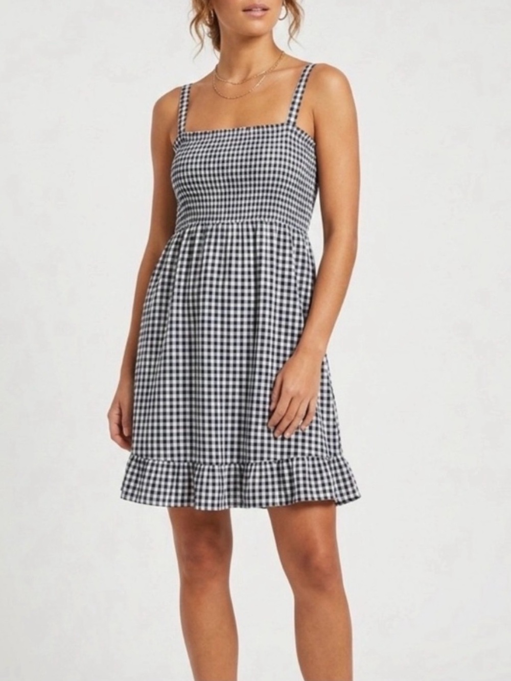 Abercrombie & Fitch Gingham Mini Dress in Black and White